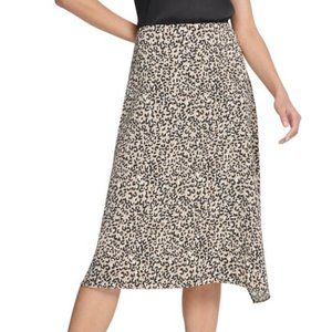 DKNY Stone Brown A-line Leopard Printed Midi Skirt Ships Same Day!